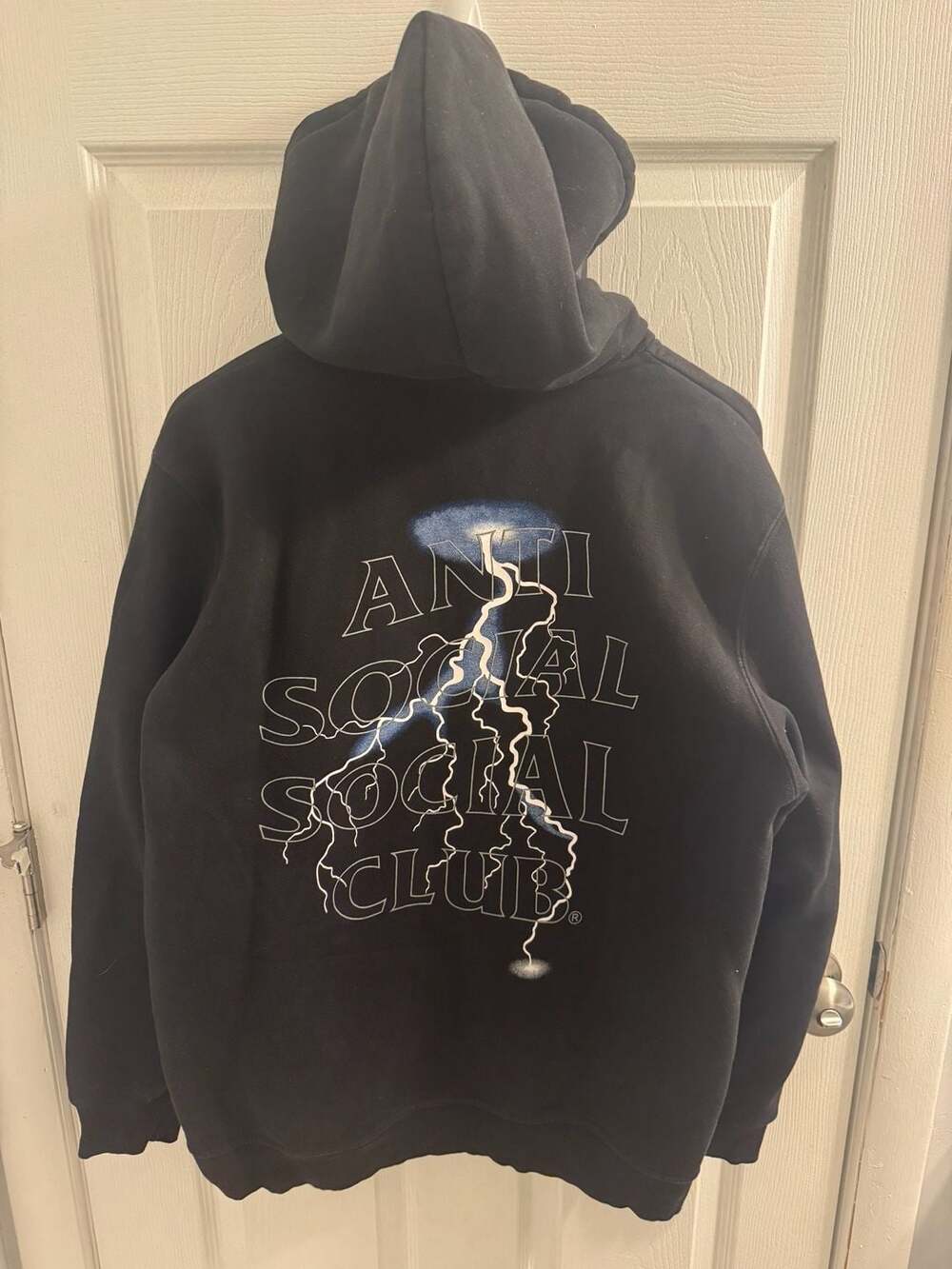 Anti Social Social Club Lightning Hoodie Size L Black Cotton